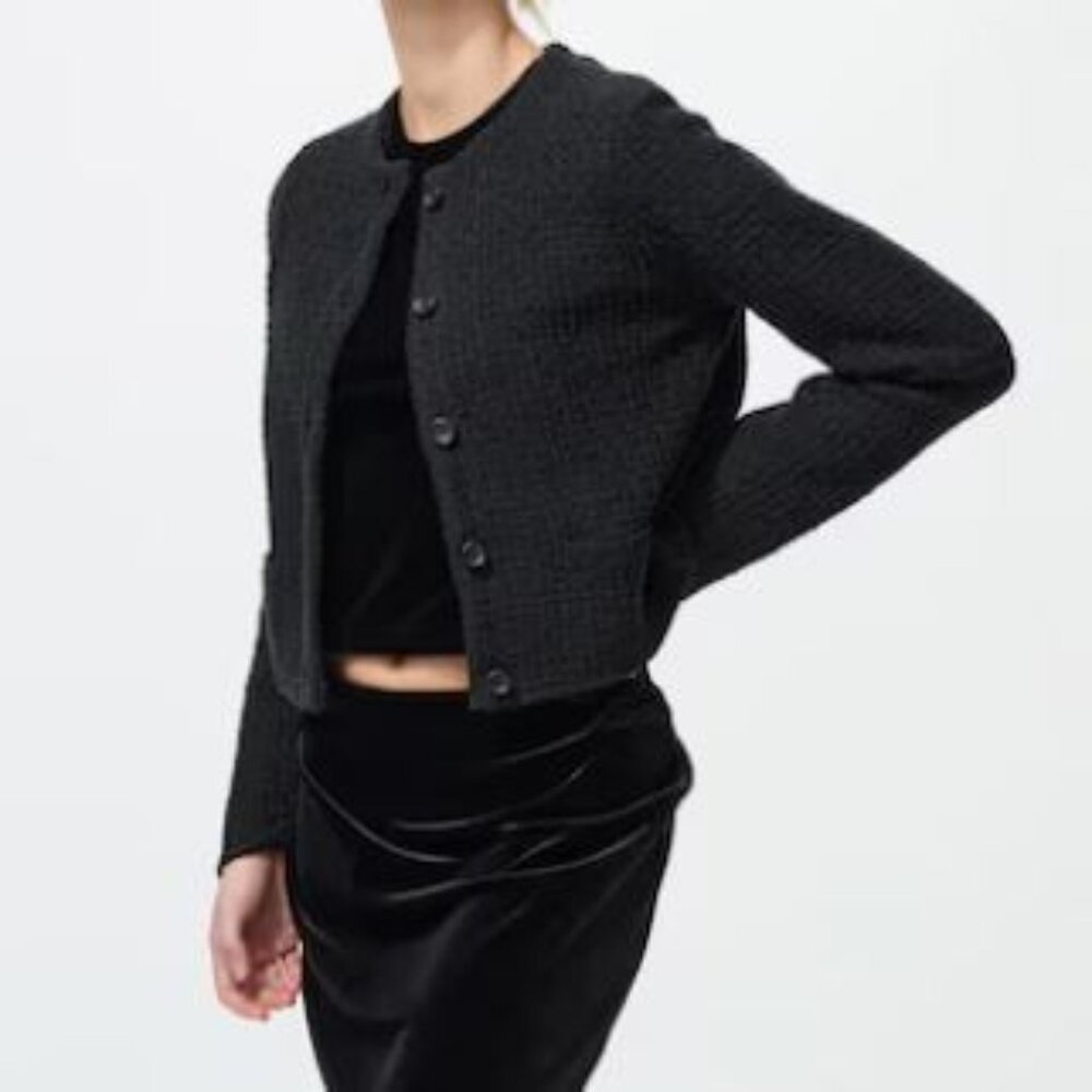 Uniqlo Knitted Short Jacket M Black NWT